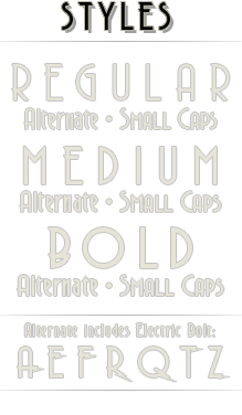 Aeronaut font - Rocketeer font - Art Deco font - Styles