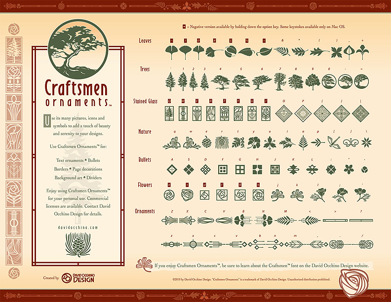 Arts and Crafts font - Craftsmen Ornaments by David Occhino Design