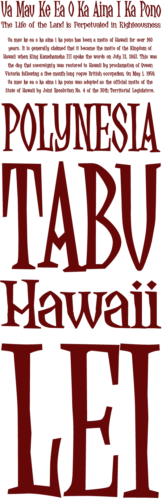 Hawaiian font - Tangaroa font - by David Occhino Design